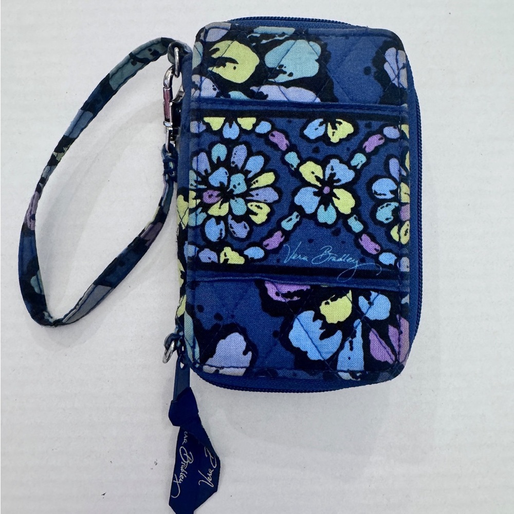Vera Bradley Carry It All Wristlet Wallet Indigo Pop Retired Print Navy Floral